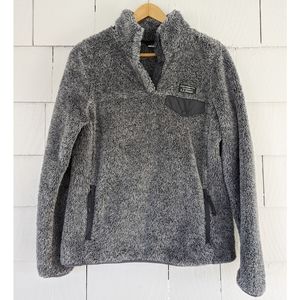 LL Bean Gray Hi-Pile Fleece Pullover XS